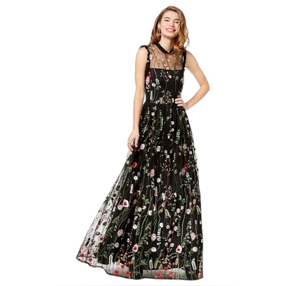 City Studio Juniors' Ruffle-Trim Embroidered Gown Size 1 - Picture 1 of 9